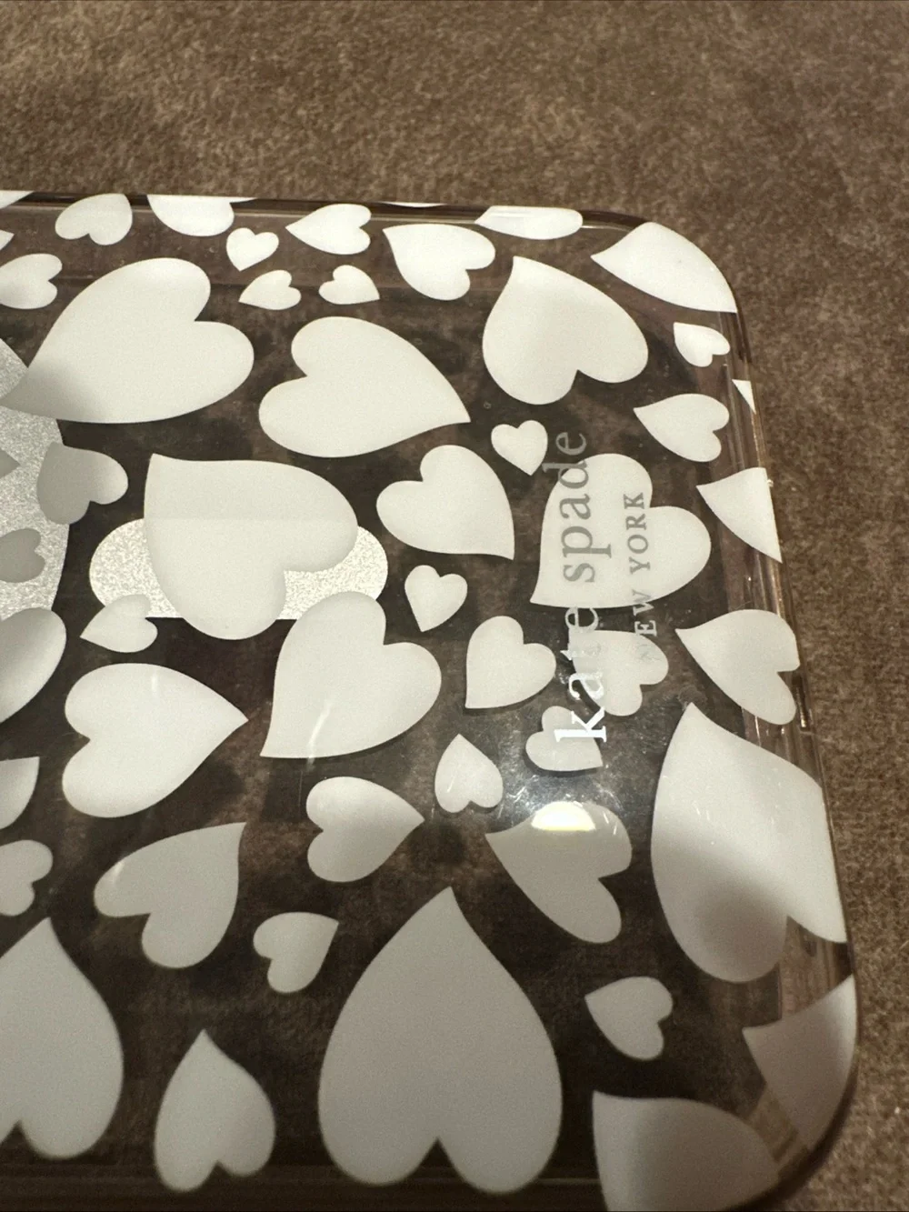 kate spade Clear Phone Case with White Heart Print and MagSafe Ring